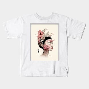 Japanese Art - Gold Woman Kids T-Shirt